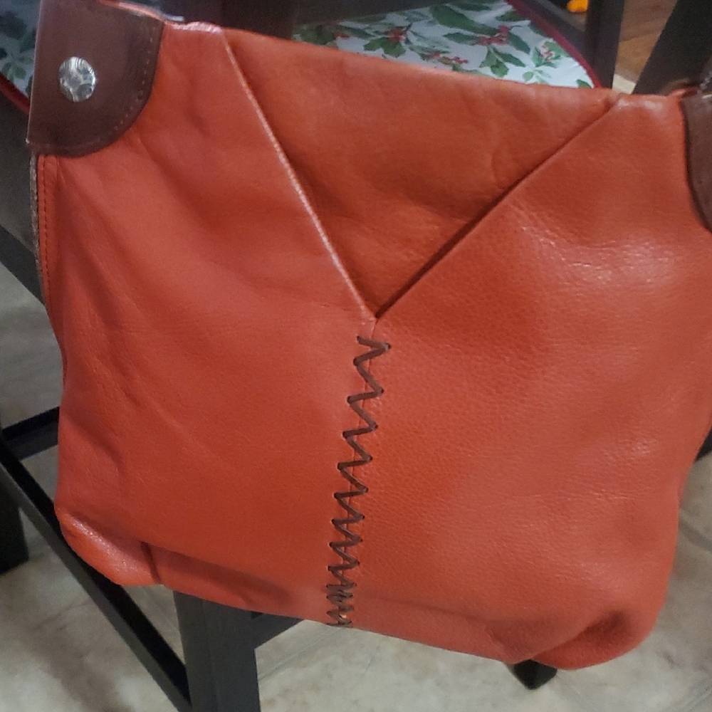 Brighton Orange Leather Shoulder Bag